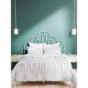 Anthropologie Velvet Emery Quilt King Size Embriodered Silver